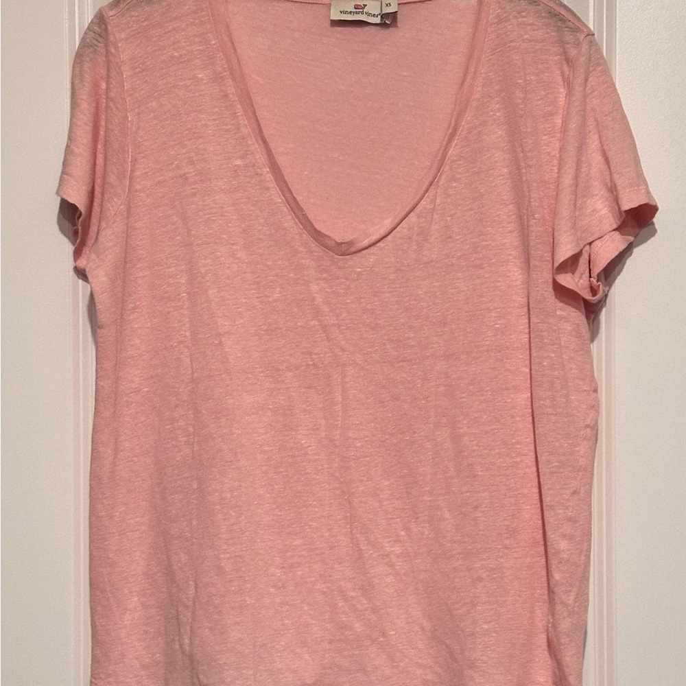 Vineyard Vines Light Pink V-Neck Short Sleeve Tee